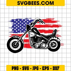 Motorcycle American Flag Svg, Grunge USA Vintage Patriotic Svg