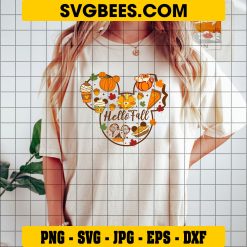Mouse Head Fall Pumpkin SVG For Cricut, Hello Fall SVG, Disney Mouse Castle SVG, Pumpkin Spice SVG on Shirt