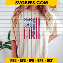 Nurse Woman with American Flag Svg, American Nurse Svg, US Flag Svg on Shirt