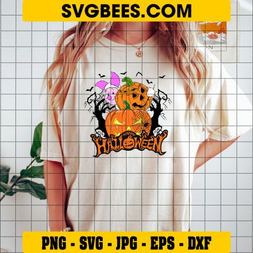 Piglet Ghost Pumpkin Halloween Svg, Cute Piglet Svg, Winnie-the-Pooh Svg on Shirt