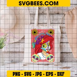 Princess Ariel Sugar Skull SVG, Disney Princess Day Of The Dead SVG, Dia De Los Muertos SVG on Bag