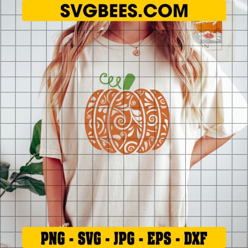 Pumpkin SVG, Fall Pumpkin Halloween SVG, Pumpkin Thanksgiving SVG, Swirly Pumpkin SVG Files on Shirt