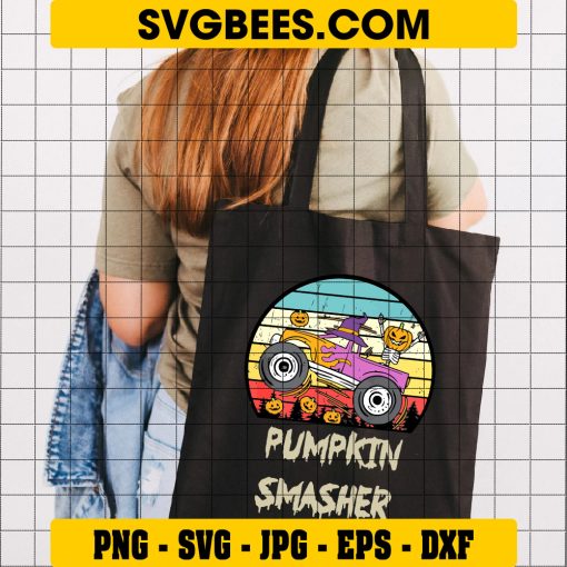 Pumpkin Smasher Svg, Boy Halloween Svg, Trucks Pumpkin Svg on Bag