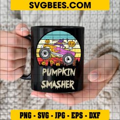 Pumpkin Smasher Svg, Boy Halloween Svg, Trucks Pumpkin Svg on Cup