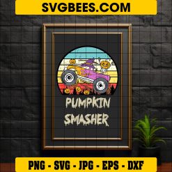 Pumpkin Smasher Svg, Boy Halloween Svg, Trucks Pumpkin Svg on Frame