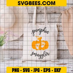 Pumpkin Smuggler Svg, Pregnant Woman Svg, Orange Pumpkin Svg on Bag