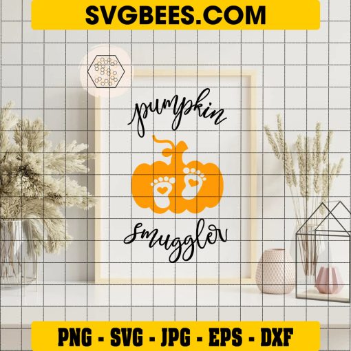 Pumpkin Smuggler Svg, Pregnant Woman Svg, Orange Pumpkin Svg on Frame