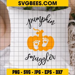 Pumpkin Smuggler Svg, Pregnant Woman Svg, Orange Pumpkin Svg on Pillow