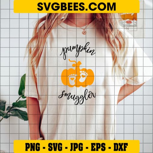 Pumpkin Smuggler Svg, Pregnant Woman Svg, Orange Pumpkin Svg on Shirt
