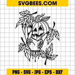 Pumpkin Witch Hand SVG, Halloween Pumpkin SVG, Halloween Scary Pumpkin SVG, Autumn Leaves SVG
