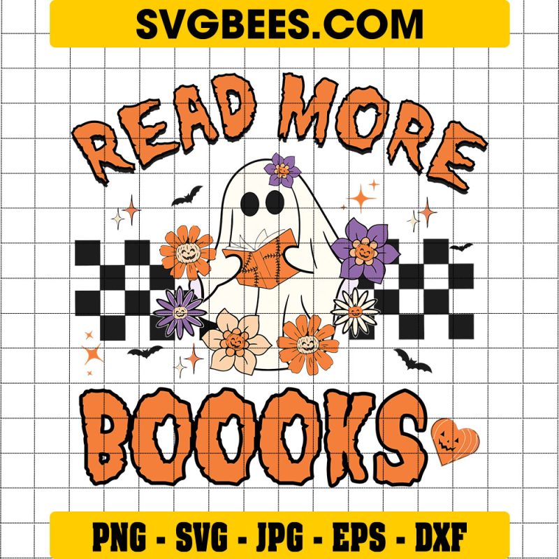 Read More Books Svg, Halloween Teacher Ghost Svg, Ghost Story Svg