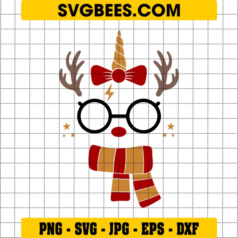 Reindeer Unicorn Svg, Cute Rudolph Svg, Wizard Witch