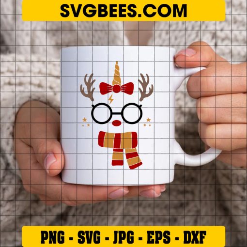 Reindeer Unicorn Svg, Cute Rudolph Svg, Wizard Witch on Cup