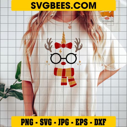 Reindeer Unicorn Svg, Cute Rudolph Svg, Wizard Witch on Shirt