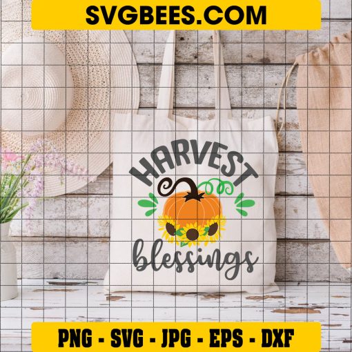 Scarf Pumpkin Svg, Harvest Blessings Svg, Thanksgiving Svg, Autumn Svg on Bag
