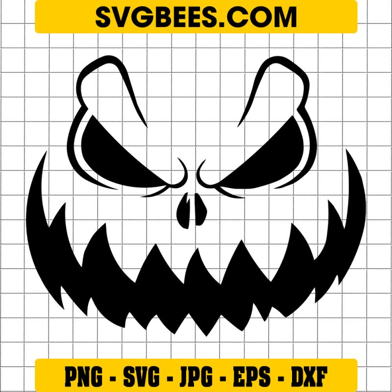 Scary Pumpkin Face SVG PNG, Halloween Vintage Pumpkin SVG, Scary Face DXF SVG PNG EPS