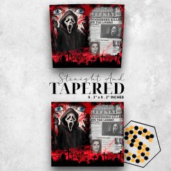 Scream Ghostface Newspaper 20oz Skinny Tumbler Wrap PNG, Scary Movie Tumbler Template PNG on Straight and Taper