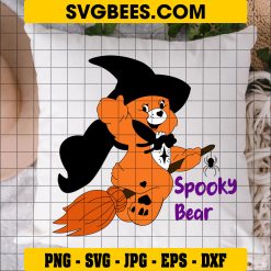 Spooky Bear Witch SVG, Halloween Care Bear SVG PNG DXF EPS Cricut Silhouette Vector Clipart on Pillow