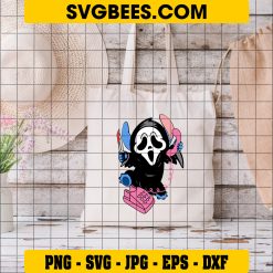 Stitch Ghostface SVG, Scream SVG, Stitch Halloween SVG, Stitch Scary Movie SVG PNG DXF EPS on Bag