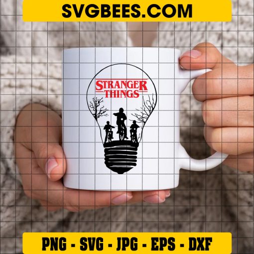 Stranger Things Svg, Hawkin’s Indiana Svg, Incandescent Bulbs on Cup