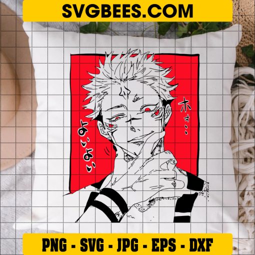 Sukuna Jujutsu Kaisen Anime Manga SVG PNG DXF EPS on Pillow
