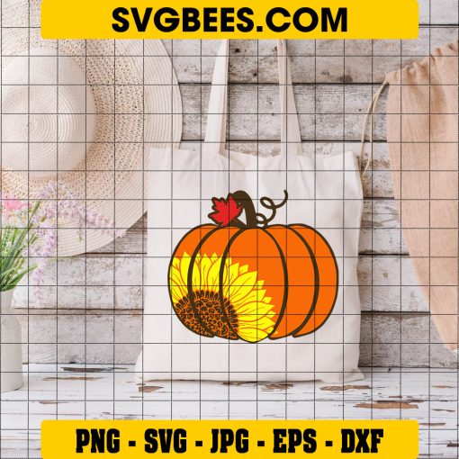 Sunflower Pumpkin svg, Flower Pumpkin cut file, Fall svg Autumn svg Halloween svg Thanksgiving svg on Bag