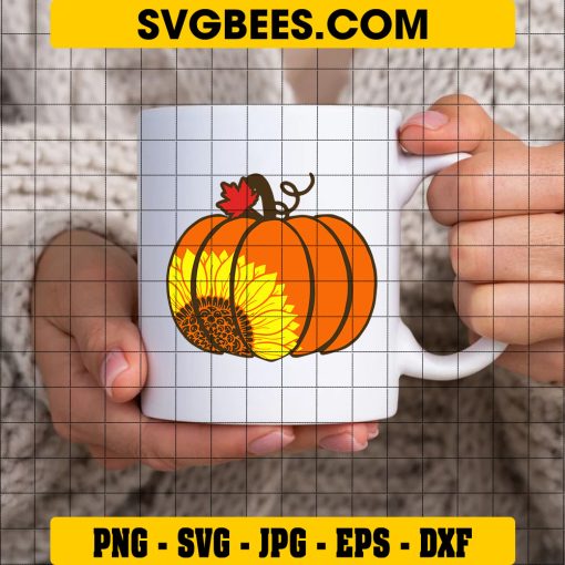 Sunflower Pumpkin svg, Flower Pumpkin cut file, Fall svg Autumn svg Halloween svg Thanksgiving svg on Cup