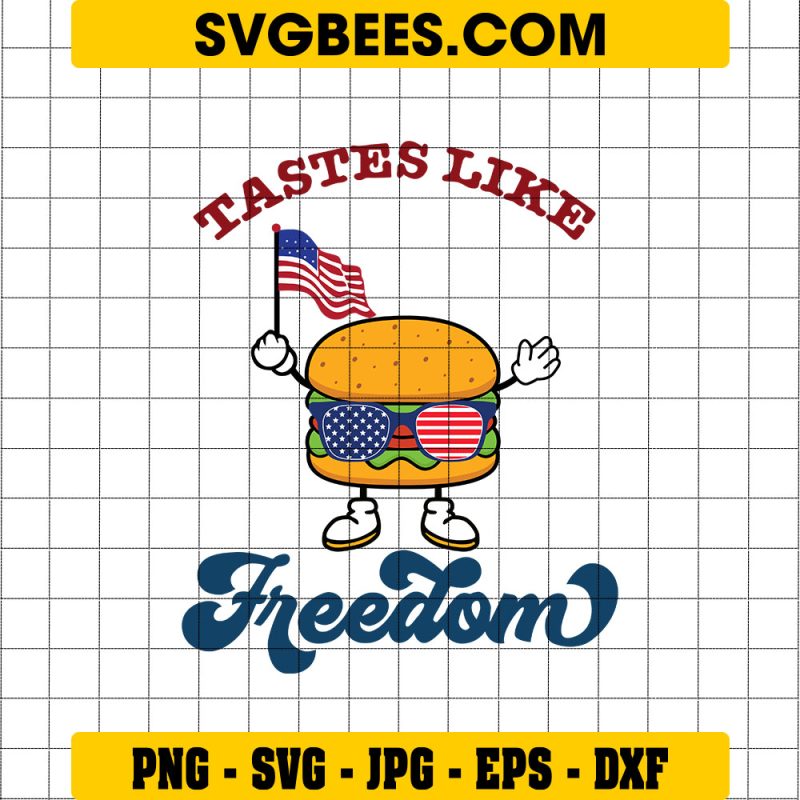 Tastes Like Freedom Svg, 4th Of July BBQ Svg, American Flag Svg