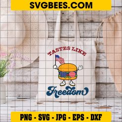 Tastes Like Freedom Svg, 4th Of July BBQ Svg, American Flag Svg on Bag