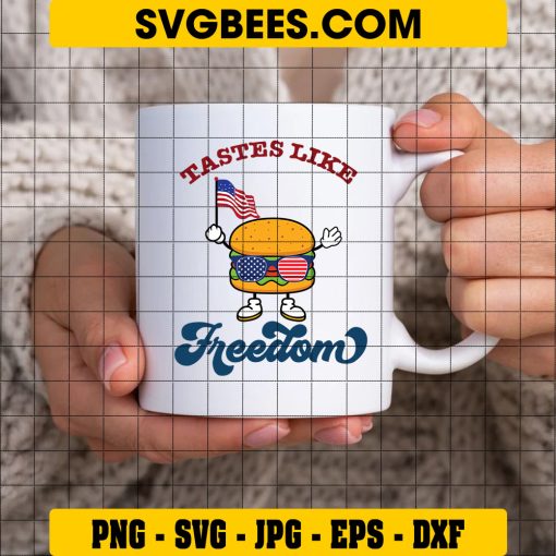 Tastes Like Freedom Svg, 4th Of July BBQ Svg, American Flag Svg on Cup