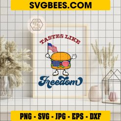 Tastes Like Freedom Svg, 4th Of July BBQ Svg, American Flag Svg on Frame