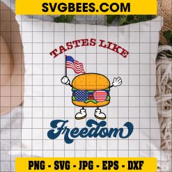 Tastes Like Freedom Svg, 4th Of July BBQ Svg, American Flag Svg on Pillow