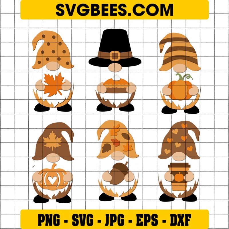 Thanksgiving Gnomes Pumpkins And Turkey SVG, Gnome Fall SVG, Autumn Gnome SVG, Thanksgiving SVG