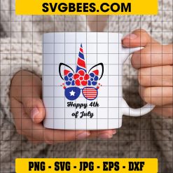 Unicorn 4th of July Svg, Americorn Svg, Cute Unicorn Svg on Cup