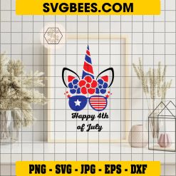 Unicorn 4th of July Svg, Americorn Svg, Cute Unicorn Svg on Frame