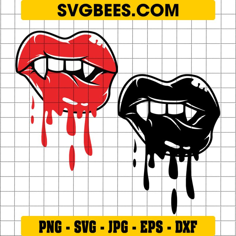 Vampire Biting Lips Svg, Dripping Lips Svg, Bloody Lips Svg, Vampire Svg