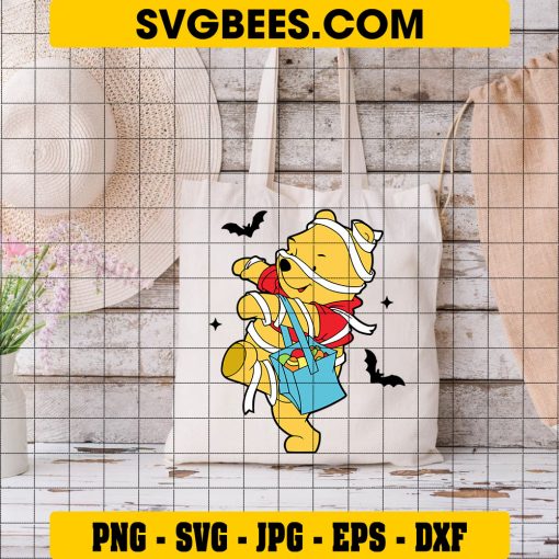 Winnie The Pooh Halloween Pumpkin SVG PNG DXF EPS Cut Files For Cricut Silhouette on Bag