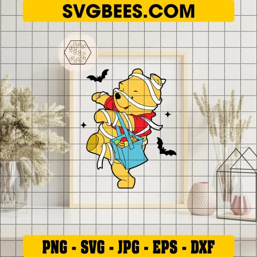 Winnie The Pooh Halloween Pumpkin SVG PNG DXF EPS Cut Files For Cricut Silhouette on Frame