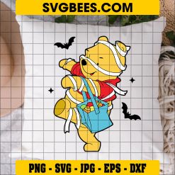 Winnie The Pooh Halloween Pumpkin SVG PNG DXF EPS Cut Files For Cricut Silhouette on Pillow