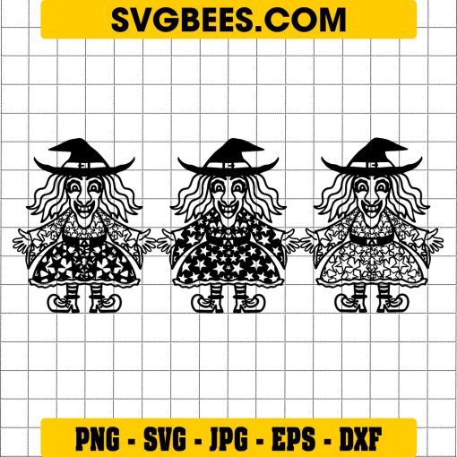 Witch Mandala Svg, Halloween Mandala Svg, Scary Witch Svg