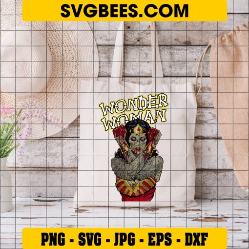 Wonder Woman Zombie Halloween SVG, Wonder Woman DC Comics SVG PNG DXF EPS on Bag