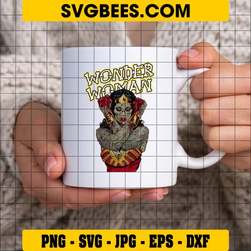 Wonder Woman Zombie Halloween SVG, Wonder Woman DC Comics SVG PNG DXF EPS on Cup