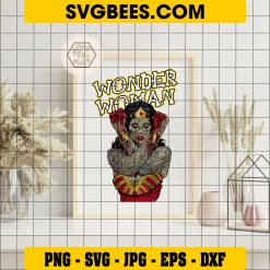 Wonder Woman Zombie Halloween SVG, Wonder Woman DC Comics SVG PNG DXF EPS on Frame