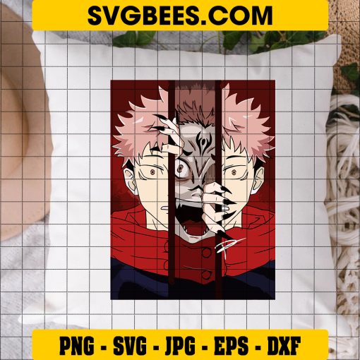 Yuji Itadori in Uniform SVG, jujutsu sorcerer Svg, Anime Design SVG on Pillow