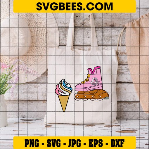 Barbie Inline Skate SVG PNG, Barbie Roller Blade SVG, Barbie Ice Cream DXF SVG PNG EPS on Bag