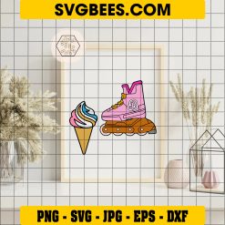 Barbie Inline Skate SVG PNG, Barbie Roller Blade SVG, Barbie Ice Cream DXF SVG PNG EPS on Frame