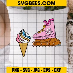 Barbie Inline Skate SVG PNG, Barbie Roller Blade SVG, Barbie Ice Cream DXF SVG PNG EPS on Pillow