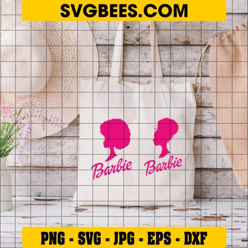 Black Barbie SVG PNG, Barbie Afro Princess SVG, Black Doll Curly Afro DXF SVG PNG EPS on Bag