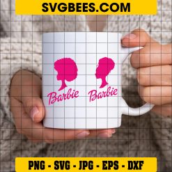 Black Barbie SVG PNG, Barbie Afro Princess SVG, Black Doll Curly Afro DXF SVG PNG EPS on Cup
