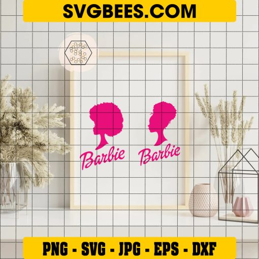 Black Barbie SVG PNG, Barbie Afro Princess SVG, Black Doll Curly Afro DXF SVG PNG EPS on Frame